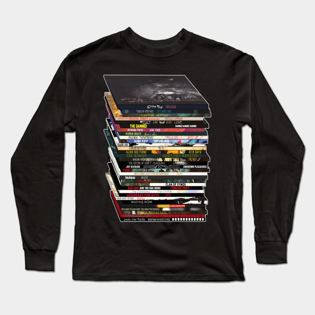 Goth Music CD/Vinyl Stack Long Sleeve T-Shirt by darklordpug